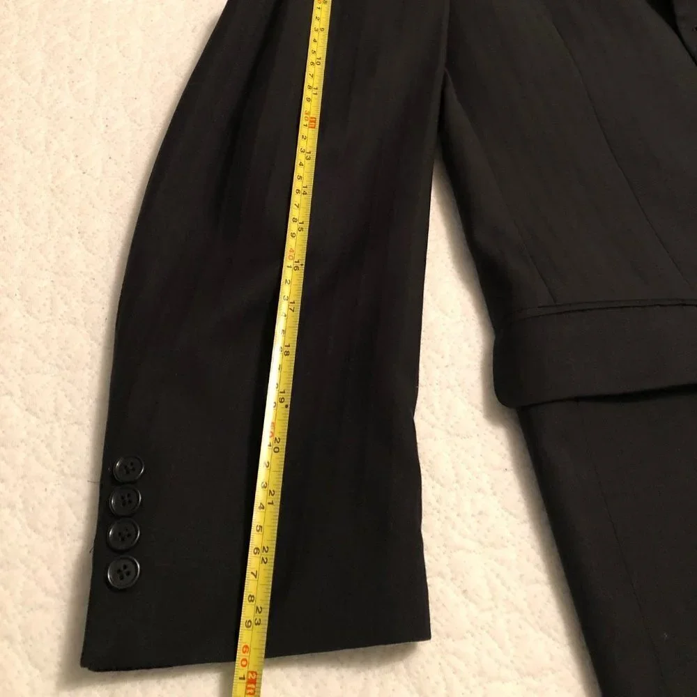 DKNY 40L Black Sport Coat Blazer Jacket Blk on Blk Striped 100% Wool
